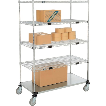 Nexel Open Sided Wire Stock Picker Truck w/5 Shelves, 800 lb. Capacity, 48inL x 24inW x 69inH 558807A